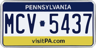 PA license plate MCV5437