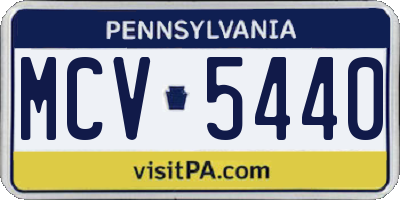 PA license plate MCV5440