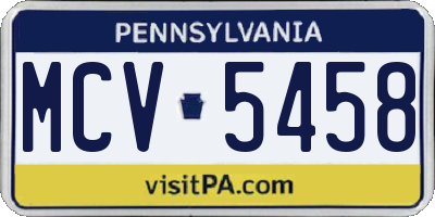 PA license plate MCV5458