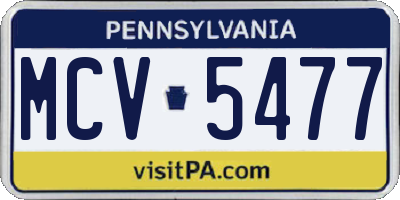 PA license plate MCV5477