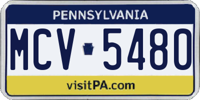 PA license plate MCV5480