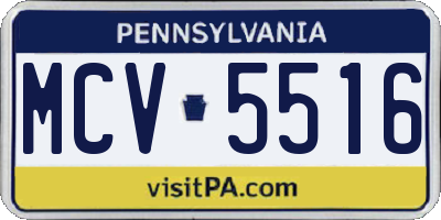 PA license plate MCV5516