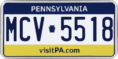 PA license plate MCV5518
