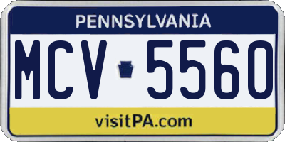 PA license plate MCV5560