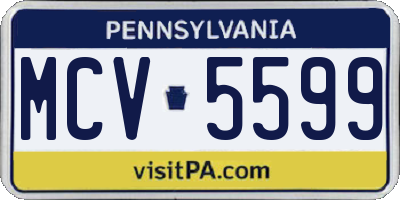 PA license plate MCV5599