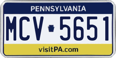 PA license plate MCV5651
