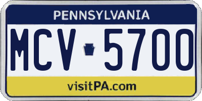 PA license plate MCV5700