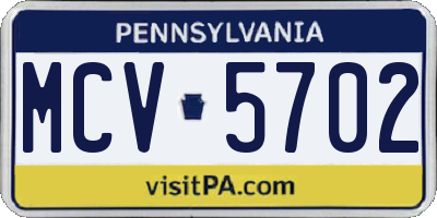 PA license plate MCV5702