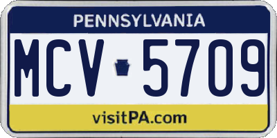 PA license plate MCV5709