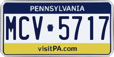 PA license plate MCV5717
