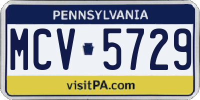 PA license plate MCV5729