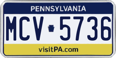 PA license plate MCV5736