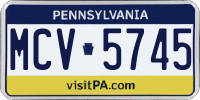 PA license plate MCV5745