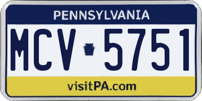 PA license plate MCV5751