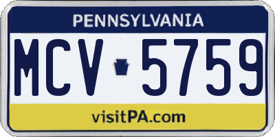 PA license plate MCV5759