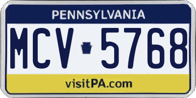 PA license plate MCV5768