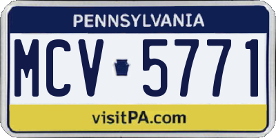 PA license plate MCV5771