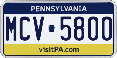 PA license plate MCV5800