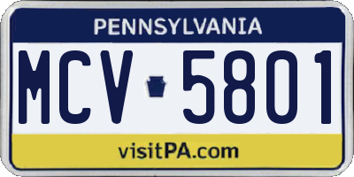 PA license plate MCV5801