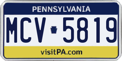 PA license plate MCV5819