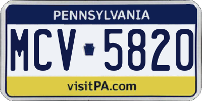 PA license plate MCV5820