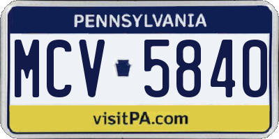 PA license plate MCV5840