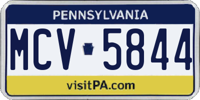 PA license plate MCV5844