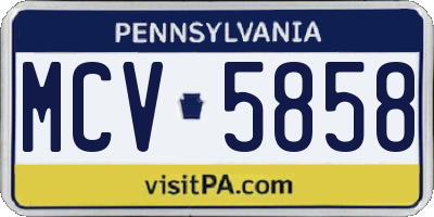 PA license plate MCV5858