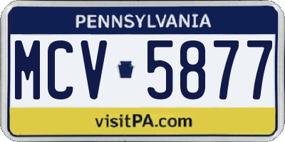 PA license plate MCV5877
