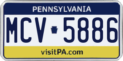 PA license plate MCV5886