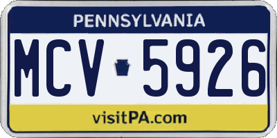 PA license plate MCV5926