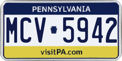 PA license plate MCV5942