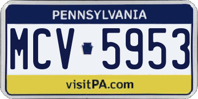 PA license plate MCV5953