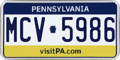 PA license plate MCV5986