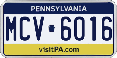 PA license plate MCV6016