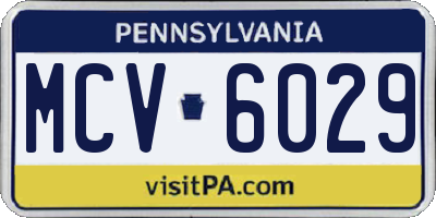 PA license plate MCV6029