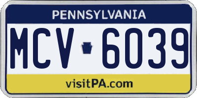 PA license plate MCV6039