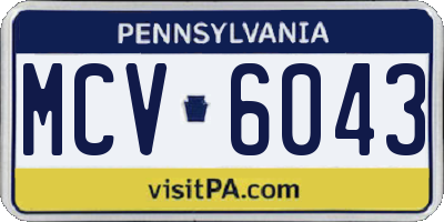 PA license plate MCV6043