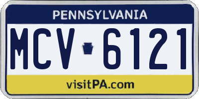 PA license plate MCV6121