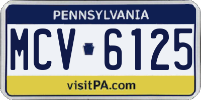 PA license plate MCV6125