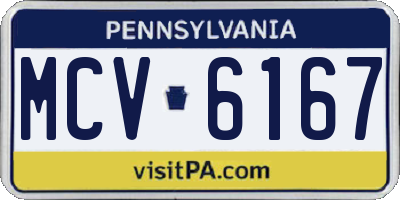 PA license plate MCV6167