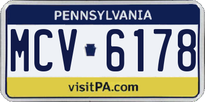 PA license plate MCV6178