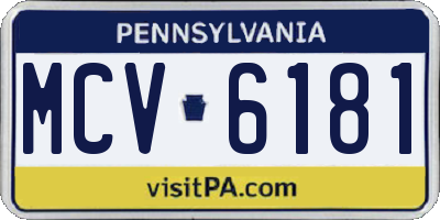 PA license plate MCV6181