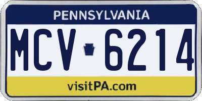 PA license plate MCV6214