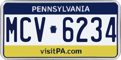 PA license plate MCV6234