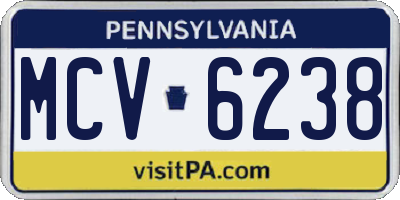 PA license plate MCV6238