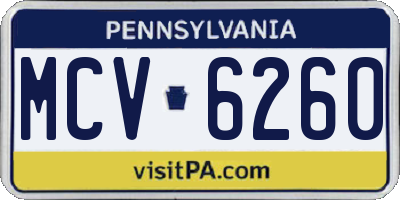 PA license plate MCV6260