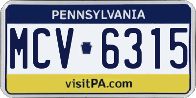 PA license plate MCV6315