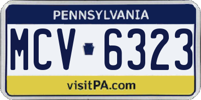 PA license plate MCV6323