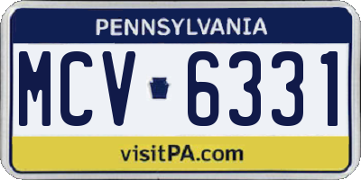 PA license plate MCV6331